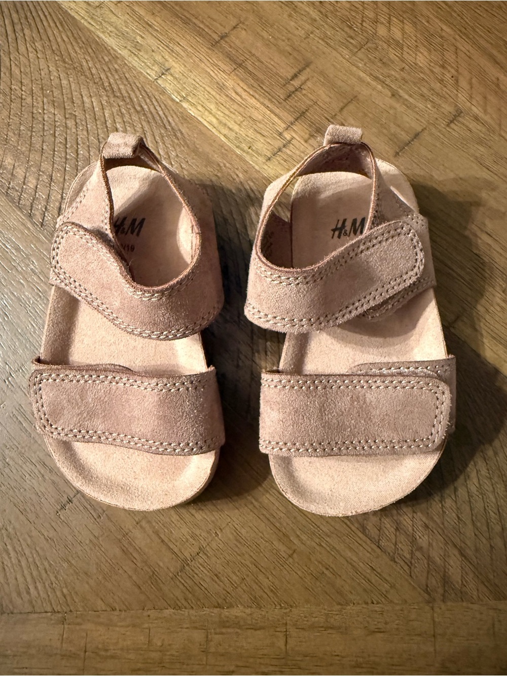 H&M Blush Suede Toddler Velcro Sandals